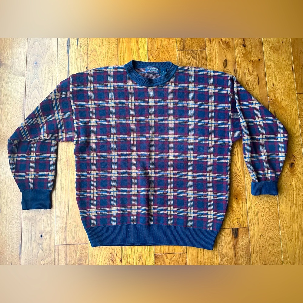 Men’s Roundtree And Yorke Vintage Plaid Pull Over Sweater Size XXL